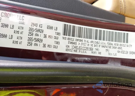 2012 Dodge Durango Citadel from USA, damaged, VIN 1C4RDJEG1CC291960
